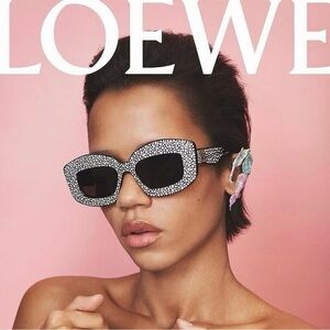 NWT Loewe Crystal Sunglasses LW4114IS 90A Navy Blue | Swarovski | Authentic